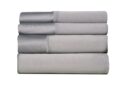 SHEEX - Active Comfort Cooling Sheets Set (Queen) Pewter - Moisture Wicking - 1 Flat Cooling Sheet, 1 Fitted Cooling Sheet, 2 Cooling Pillow Covers - Wrinkle Free - Sleep Aid