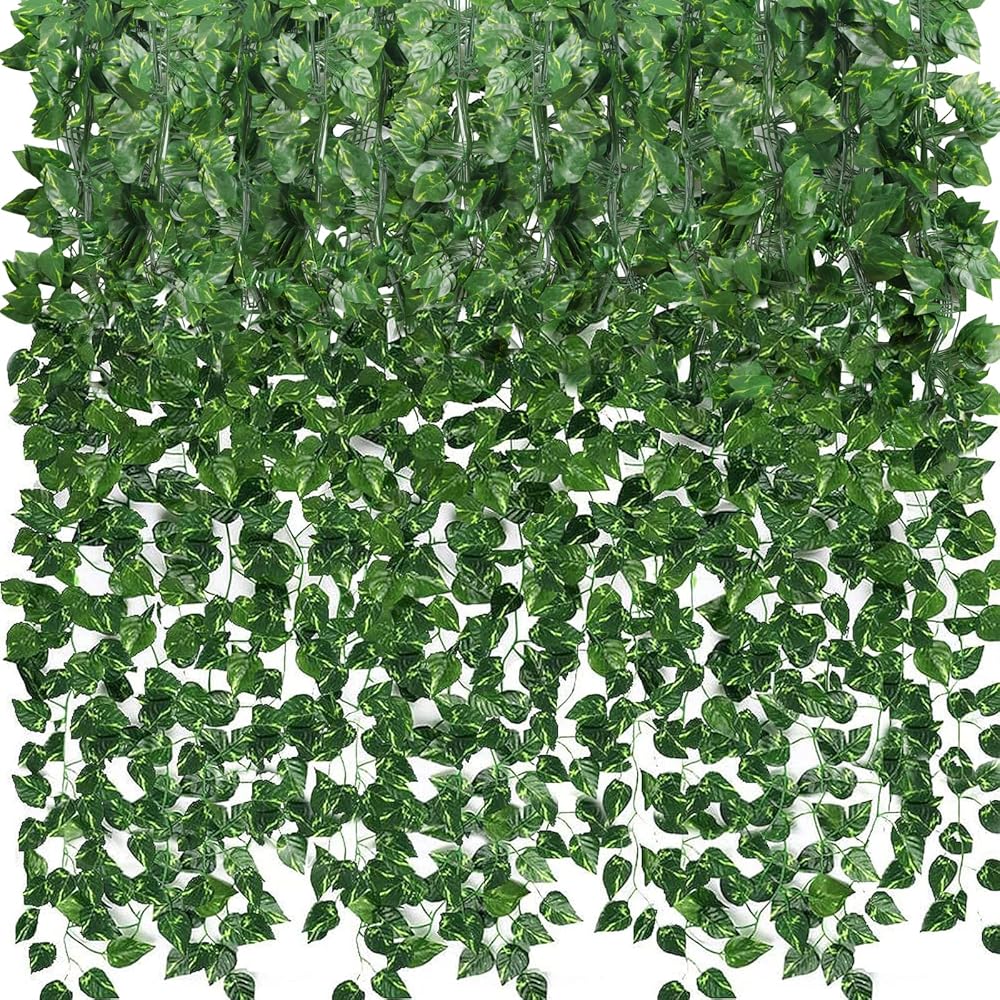 CEWOR 36 Pack 252ft Artificial Ivy Greenery Garland, Fake Vines Hanging Plants Backdrop for Room Bedroom Wall Decor, Green Leaves for Jungle Theme Party Wedding Decoration