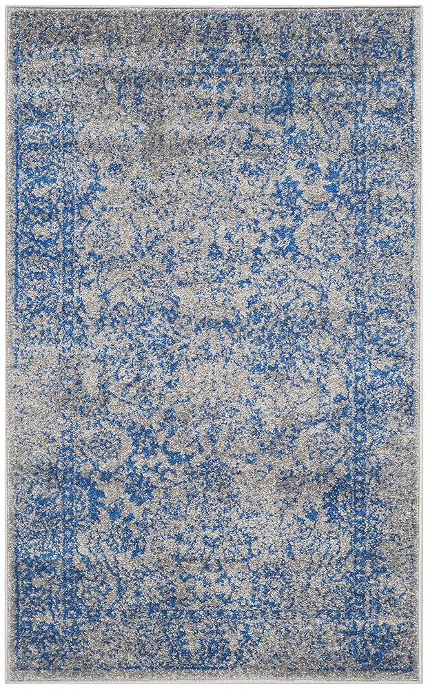 SAFAVIEH Adirondack Collection Accent Rug - 3' x 5', Grey & Blue, Oriental Distressed Design, Non-Shedding & Easy Care, Ideal for High Traffic Areas in Entryway, Living Room, Bedroom (ADR109A)