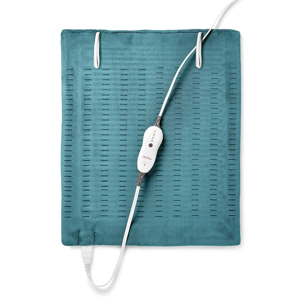 Sunbeam XXL Heating Pad, 20"x 24", For Back, Neck, Shoulder, and Period Cramp Pain Relief, 4 Heat Settings, Auto Shut-Off, Machine-Washable, Gifts For Mom & Wife, FSA/HSA Eligible, Dark Teal
