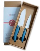 KYOCERA Commemorative Ceramic 2-Piece Knife Set - Aegean Blue 5.5" Santoku & 4.5" Utility