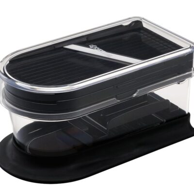 Kyocera CS-400-FP Slicer, Compact, Cooker Set, Made in Japan, Ceramic, Rust-free, Slicing, Julienne, Grater, Disinfecting Bleaching, Black