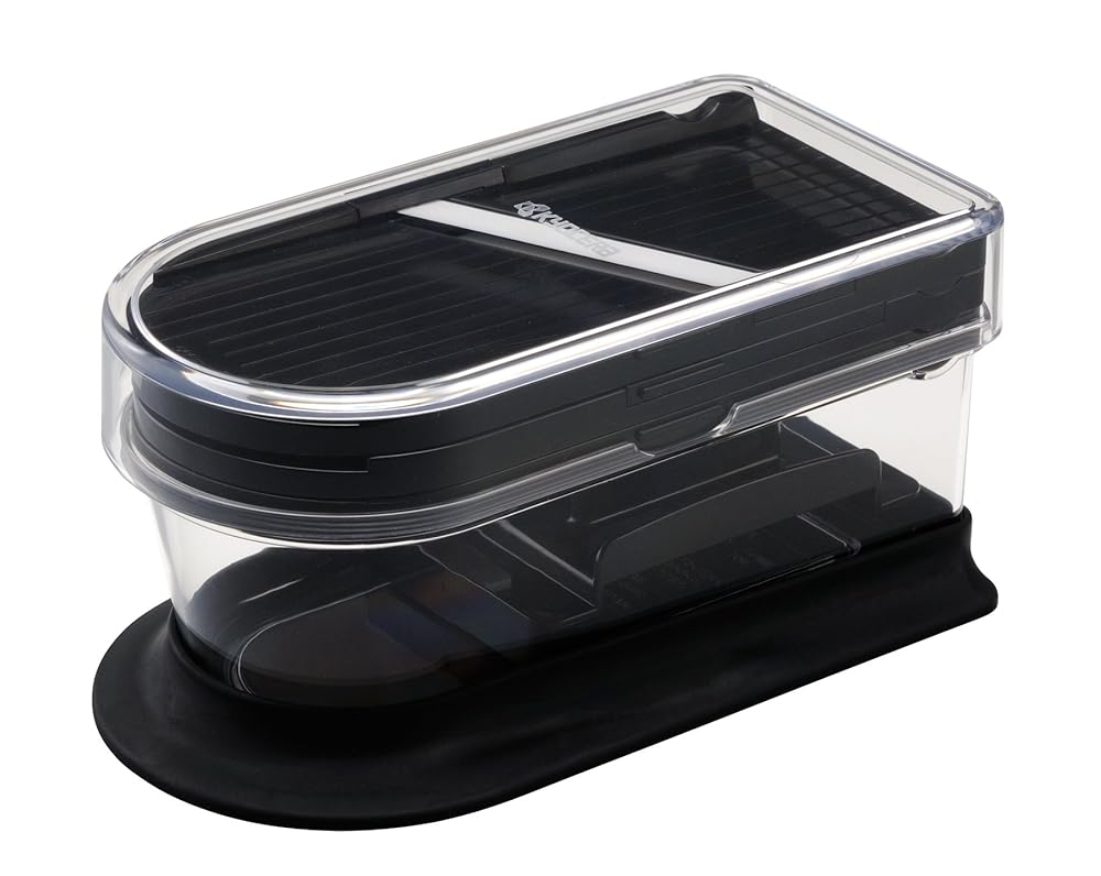 Kyocera CS-400-FP Slicer, Compact, Cooker Set, Made in Japan, Ceramic, Rust-free, Slicing, Julienne, Grater, Disinfecting Bleaching, Black
